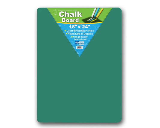 10104 Flip Side Products 18” X 24” Chalkboard With Adhesive Squares for Mounting, Rounded Corners, Hardboard Backing, 18” X 24” 0.125”, Green Color, Sold in Packs of 12