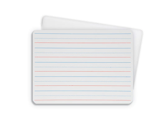 10134 Flip Side Products High-Quality Red & Blue Ruled Two Sided Dry Erase Board With Non-ghosting Write-And-Wipe Surface, Smooth Rounded Corners and Edges, 1 1/8” Line Set With 3/8” of Blank Descender 9.5” X 12”, Class Pack of 12