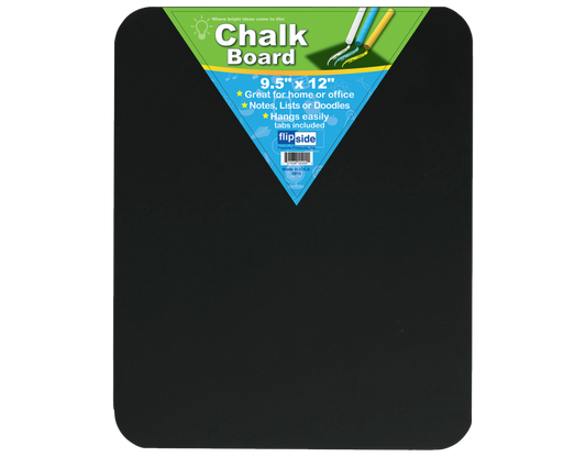 10200 Flip Side Products 9.5” X 12” Black Chalkboard With Warp and Chip Resistant, Smooth Rounded Corners and Edges, Adhesive Squares Included, 9.5” X 12” X 0.125”, Sold by 24 Units/Carton