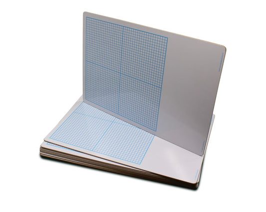 11261 Flip Side Products 1/4” Graph Dry Erase Board With Non-ghosting Surface, Durable Hardboard Backing, 20x20 Squares Quadrant, 40x40 Squares Total Grid, 11” X 5-1/4” Workspace, 1/4”X1/4” Individual Squares Measure, 11”X16”X0.125”, Class Pack of 12