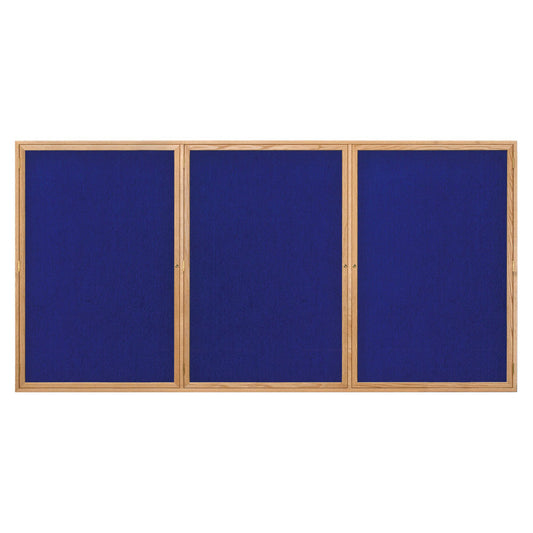 UV106EZ Uvp Inc. Tack Board Self-Adhesive Fabric Interior, Lockable Triple Door W/ Wood Frame