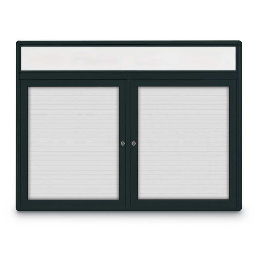 UV8765RCLM Uvp Inc. Magnetic Board Dry/Wet Erase Surface, Double Door W/ Radius Aluminum Frame And Header