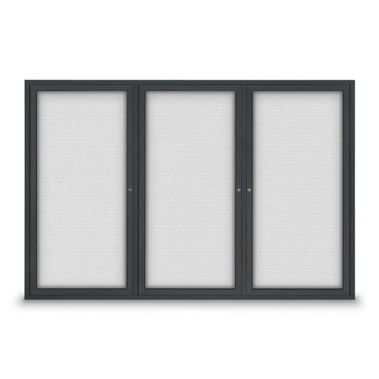 UV856WLM Uvp Inc. Magnetic Board Dry/Wet Erase Surface, Triple Door W/ Mitered Aluminum Frame