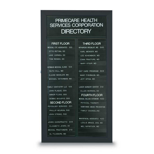 UVNDG100 Uvp Inc. Directory Board Enclosed Slim Style, 7"W Name Strips, Lockable Single Door With Frame