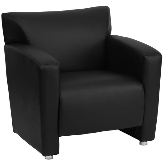 222-1-BK-GG Flash Furniture Hercules Majesty Series Black Leathersoft Chair Ideal For Business Offices Made Of 1.8 High Density Foam, Hardwood Frame Construction And Brushed Aluminum Feet / 4 Inches Seat Thickness