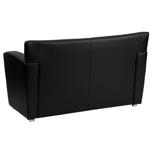 222-2-BK-GG Flash Furniture Hercules Majesty Series Black Leathersoft Loveseat Ideal For Business Offices Made Of 1.8 High Density Foam, Hardwood Frame Construction And Brushed Aluminum Feet / 4 Inches Seat Thickness / 2 Seating Capacity