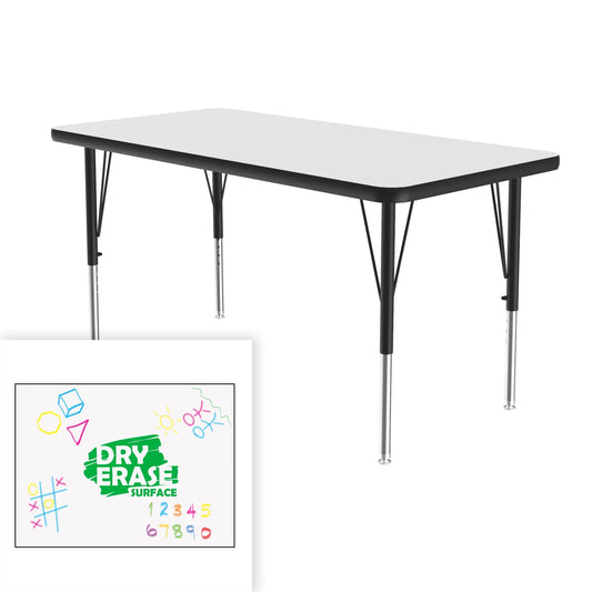 ADE-REC Correll Inc. School and Church Rectangle Dry Erase Markerboard Activity Tables With 1 1/4” Thick High Density Particle Board, Backer Sheet, Leg Mounting Brackets Adjustable to 19” to 29” in 1” Increments, Cube: 2.15, 2.65, 3.25, 3.90, 4.50, 5.25