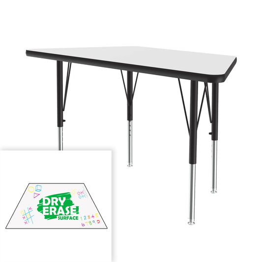 ADE-TRP-HOR-KID Correll Inc. School and Church Dry Erase Markerboard Activity Tables With 1 1/4” Thick High Density Particle Board, Backer Sheet, Leg Mounting Brackets Adjustable to 19” to 29” in 1” Increments, Cube: 2.95, 3.90, 8.70, 7.65