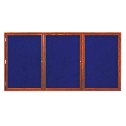 UV105EZ Uvp Inc. Tack Board Self-Adhesive Fabric Interior, Lockable Triple W/ Wood Frame