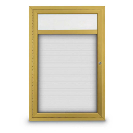 UV8605WLM Uvp Inc. Magnetic Board Dry/Wet Erase Surface, Double Door W/ Header & Mitered Aluminum Frame