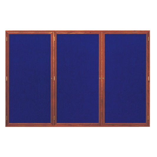 UV108EZ Uvp Inc. Tack Board Self-Adhesive Fabric Interior, Lockable Triple Door W/ Wood Frame