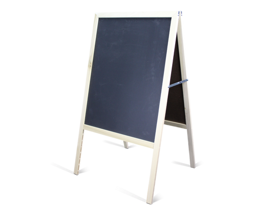 31300 Flip Side Products Natural Black Dry Erase Marquee Easel Stand With Natural Wood Easel, Black Dry Erase Board on Each Side, 42” X 24”