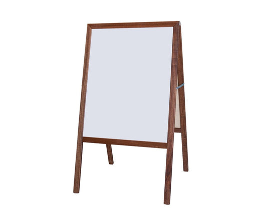 31210 Flip Side Products Stained White Dry Erase/Black Chalkboard Marquee Easel Stand With Stained Hardwood Easel, White Dry Erase Board and Black Chalkboard, 42” X 24”
