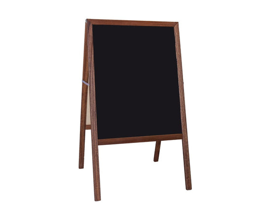 31221 Flip Side Products Stained Black Chalkboards Marquee Easel Stand With Stained Hardwood Easel, Black Chalkboard on Each Side, 42” X 24”