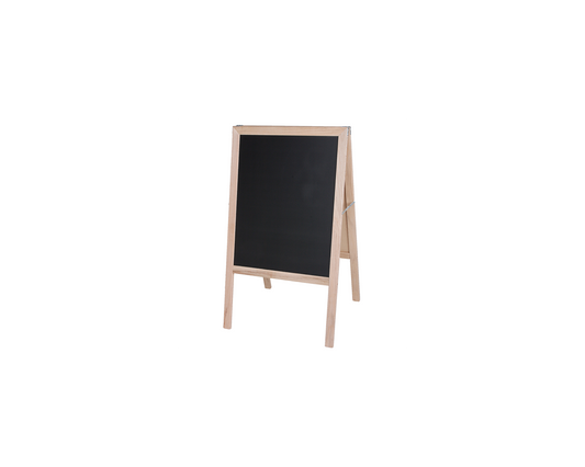 31200 Flip Side Products Natural White Dry Erase/Black Chalkboard Marquee Easel Stand With Natural Wood Easel, White Dry Erase Board and Black Chalkboard, 42” X 24”