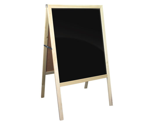 31700 Flip Side Products Natural White Dry Erase/Black Dry Erase Marquee Easel Stand With Natural Wood Easel, White and Black Dry Erase Board, 42” X 24”