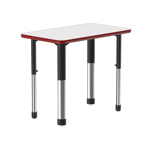 ADDE-REC-WING-TRP-SWV Correll Inc. Dry Erase Markerboard Collaborative Group Learning Desk With 1 1/4” Thick High Density Particle Board, Robust Oval Leg, Top Resistant, Adjustable Height From 25” to 35” in 1” Increments, Cube: 3.70, 4.40, 4.70, 9.60
