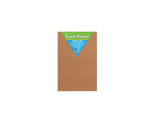 37012 Flip Side Products 12.5” X 26” Cork Panel Board With Self-Healing, Rounded Cork Wrap Long Edges, Cuttable to Size, 12.5” X 26” X 0.5”, Brown Color, Adhesive Tabs Included, 12 Pieces per Order