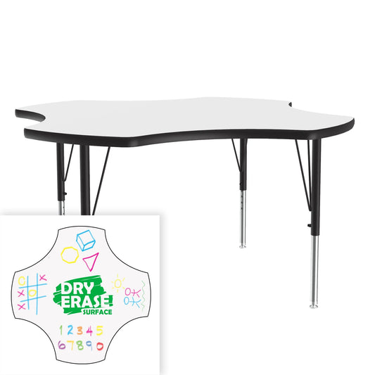 ADE-OCT-CLO-FLR-RND Correll Inc. School and Church Dry Erase Markerboard Activity Tables With 1 1/4” Thick High Density Particle Board, Backer Sheet, Leg Mounting Brackets Adjustable to 19” to 29” in 1” Increments, Cube: 2.95, 3.75, 4.65, 6.95