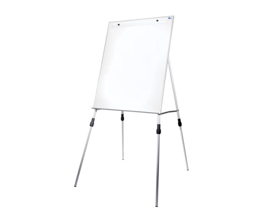 51000 Flip Side Products Multi-Use Adjustable-Height Dry Erase Easel Stand With Sleek 1/2” Aluminum Frame, Non-ghosting 27.5”X32” Dry Erase Board, Bottom Marker Tray, Lock Safety Hinges, Steel Tubing Legs, Pressure-Regulated Steel Strip, 46” X 29.5