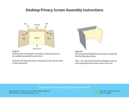 61852 Flip Side Products Small Desktop Privacy Screen With Unique Design, Sturdy Lightweight Corrugated Board, Kraft Interior, 6” X 1” Cord Cutout, 19” X 12” Side Panels, 14” X 12” Center Panel, 47” X 12” X 0.125”, Pack of 24