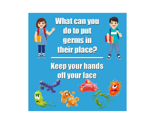 97030 Flip Side Products 11” Keep Germs in Their Place Low Tac Brightly Multicolored wall stickers, No Residue Removal, 11" x 11", Sold by Pack of 5