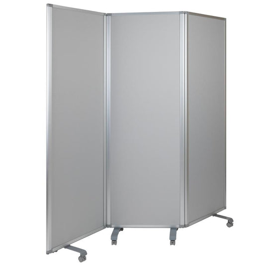 BR-PTT001 Flash Furniture Double Sided Mobile Magnetic Whiteboard/cloth Partition With Lockable Casters, 72"H X 24"W (3 Sections Included) Use For Schools And Funtion Halls With Aluminum Border Enclosure And Dual-wheel Locking Casters