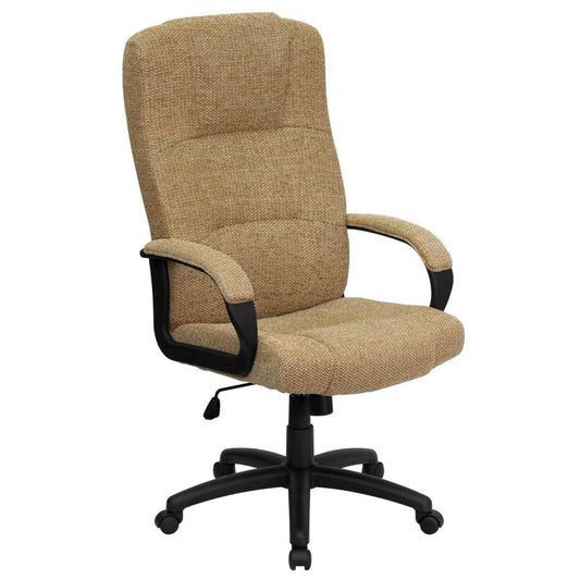 BT-9022 Flash Furniture High Back Beige Fabric Executive Swivel Office Chair With Arms Designed For Commercial Use Features Pneumatic Seat Height Adjustment / 360 Degrees Swivel / 250 Lbs Weight Capacity