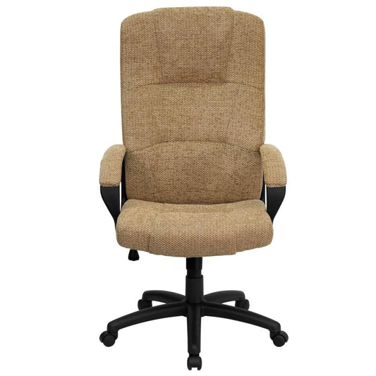 BT-9022 Flash Furniture High Back Beige Fabric Executive Swivel Office Chair With Arms Designed For Commercial Use Features Pneumatic Seat Height Adjustment / 360 Degrees Swivel / 250 Lbs Weight Capacity