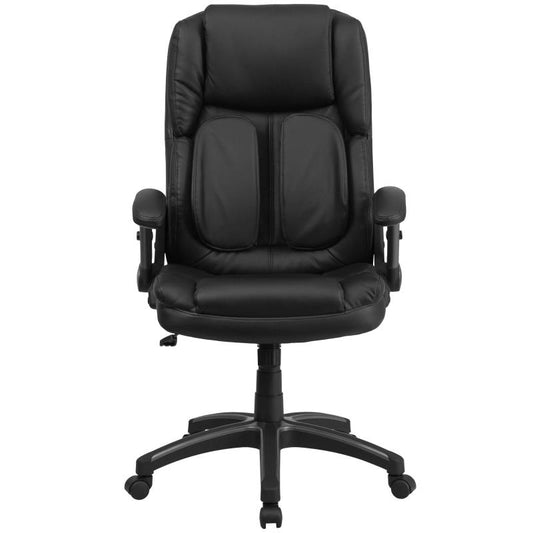 BT-90275H Flash Furniture Extreme Comfort High Back Black Leathersoft Executive Swivel Ergonomic Office Chair With Flip-up Arms Designed For Commercial Use ,250 Lbs Weight Capacity /21.75W x 20D