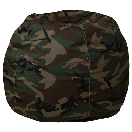 DG-BEAN Flash Furniture Small Camouflage Refillable Bean Bag Chair For Kids And Teens Great For Playrooms, Dorm Rooms And Family Rooms With Safety Metal Zipper Secures Polystyrene Polymeric Beads / 30W x 30D x 18H