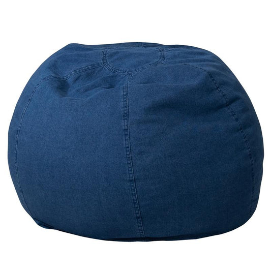 DG-BEAN Flash Furniture Small Denim Refillable Bean Bag Chair For Kids And Teens Great For Playrooms, Dorm Rooms And Family Rooms With Safety Metal Zipper Secures Polystyrene Polymeric Beads / 30W x 30D x 18H