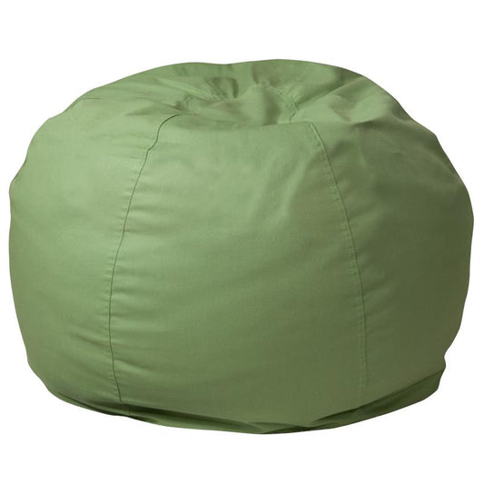 DG-BEAN  Flash Furniture Small Solid Green Refillable Bean Bag Chair For Kids And Teens Great For Playrooms, Dorm Rooms And Family Rooms With Safety Metal Zipper Secures Polystyrene Polymeric Beads / 30W x 30D x 18H