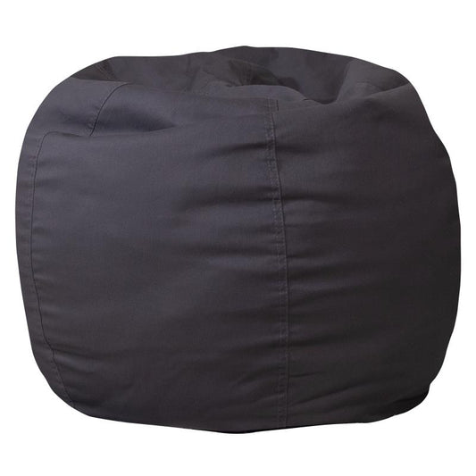 DG-BEAN Flash Furniture Small Solid Gray Refillable Bean Bag Chair For Kids And Teens Great For Playrooms, Dorm Rooms And Family Rooms With Safety Metal Zipper Secures Polystyrene Polymeric Beads / 30W x 30D x 18H