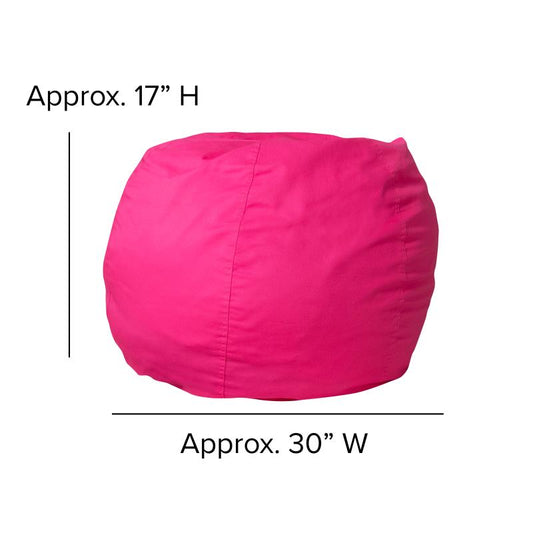 DG-BEAN Flash Furniture Small Solid Hot Pink Refillable Bean Bag Chair For Kids And Teens Great For Playrooms, Dorm Rooms And Family Rooms With Safety Metal Zipper Secures Polystyrene Polymeric Beads /30W x 30D x 18H