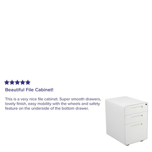 HZ-AP535-01  Flash Furniture Ergonomic 3-Drawer Mobile Locking Filing Cabinet With Anti-tilt Mechanism And Hanging Drawer For Legal & Letter Files (Color White) Designed To Fit Under Most Tables And Desks ,250 Lbs Weight Capacity