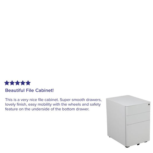 HZ-CHPL-01 Flash Furniture Modern 3-Drawer Mobile Locking Filing Cabinet With Anti-tilt Mechanism And Hanging Drawer For Legal & Letter Files(Color White) Designed To Fit Under Most Tables And Desks / 250 Lbs Weight Capacity