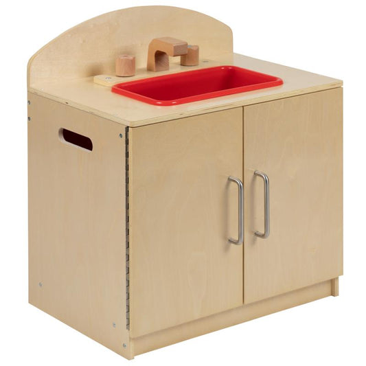 MK-DP002-GG Flash Furniture Children's Wooden Kitchen Sink - Safe, Kid Friendly Design For Commercial Or Home Use With  50 Lbs Shelf Weight Capacity / 20W x 15D x 24.5H