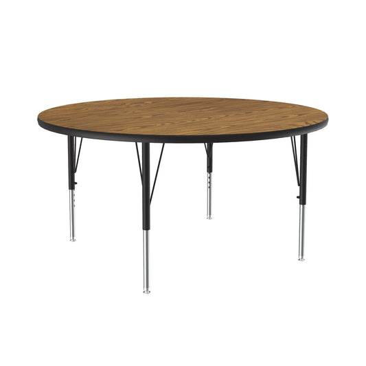 A48-RND Correll Inc. 48” School and Church Round Activity Tables With 1 1/4" Thick High Density Particle Board, Backer Sheet, Leg Mounting Brackets Adjustable to 19” to 29” in 1” Increments, Cube: 4.65, High Pressure Laminate