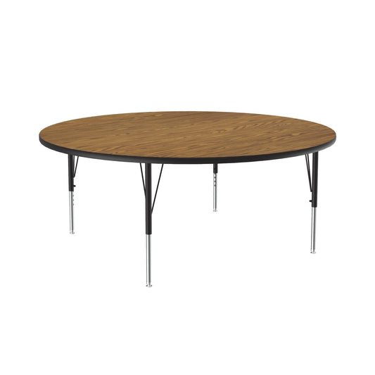 A60-RND Correll Inc. 60” School and Church Round Activity Tables With 1 1/4" Thick High Density Particle Board, Backer Sheet, Leg Mounting Brackets Adjustable to 19” to 29” in 1” Increments, Cube: 6.95, High Pressure Laminate