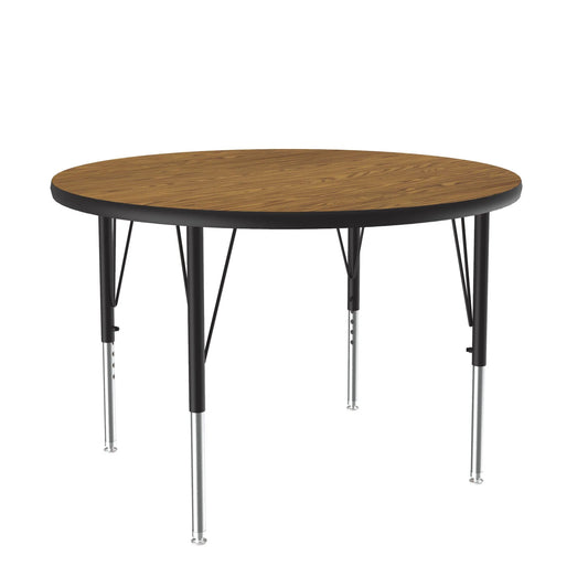 ATF-RND Correll Inc. School and Church Round Activity Tables With 1 1/4" Thick High Density Two Sided Thermal Fused, Backer Sheet, Leg Mounting Brackets Adjustable to 19” to 29” in 1” Increments, Cube: 2.95, 3.75, 4.65, 6.95, Thermal Fused Laminate