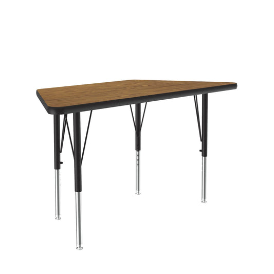 A-TRP Correll Inc. School and Church Trapezoid Activity Table With 1 1/4” Thick High Density Particle Board, Backer Sheet, Leg Mounting Brackets Adjustable to 19” to 29” in 1” Increments, Cube: 2.65, 3.90, High Pressure Laminate