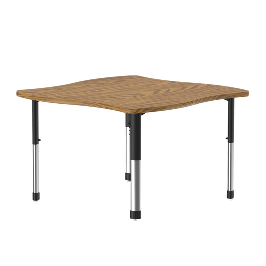 AD4242-SWV Correll Inc. Swerve Collaborative Group Learning Desk With 1 1/4” Thick High Density Particle Board, Robust Oval Leg, Scratch and Stain Resistant, Adjustable Height From 25” to 35” in 1” Increments, Cube: 9.60, High Pressure Laminate