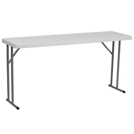 RB-1860 Flash Furniture 5-Foot Granite White Plastic Folding Training Table Designed For Commercial Use With 1.75" Thick Granite White Waterproof Top , 330 Lb. Static Load Capacity / 18"W x 60"L x 29"H
