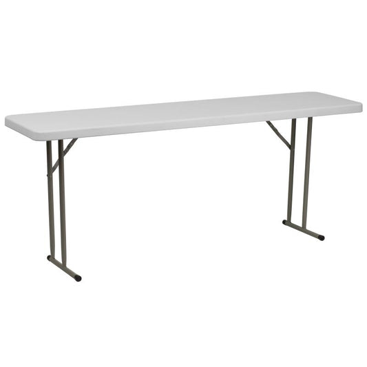 RB-1872 Flash Furniture 6-Foot Granite White Plastic Folding Training Table Designed For Commercial Use With 1.75" Thick Granite White Waterproof Top, 220 Lb. Static Load Capacity / 18W x 70.8D x 29H