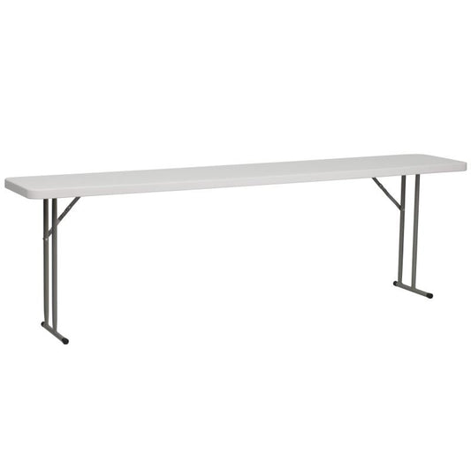 RB-1896 Flash Furniture 8-Foot Granite White Plastic Folding Training Table Designed For Commercial Use With 1.75" Thick Granite White Waterproof Top, 330 Lb. Static Load Capacity/ 4 Seating