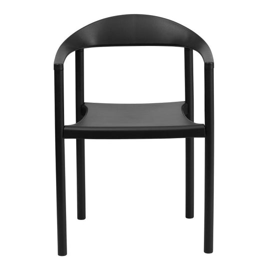 RUT-418 Flash Furniture Hercules Series, Black Plastic Cafe Stack Chair Designed For Commercial Use Features Perforated Back Allows Air Circulation And Supportive Front Cross Brace /1000 Lb. Capacity