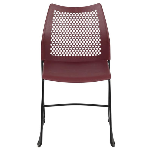 RUT-498A Flash Furniture Hercules Series, Burgundy Stack Chair With Air-vent Back And Black Powder Coated Sled Base Designed For Commercial Use Features Supportive Front Cross Brace / 661 Lb. Weight Capacity