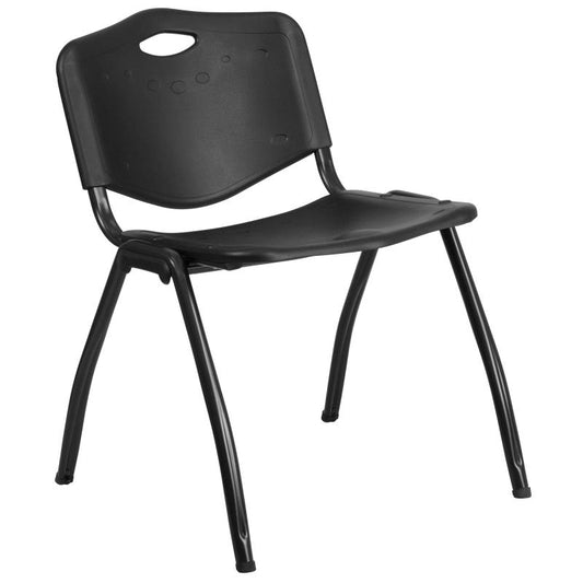 RUT-D01-BK-GG Flash Furniture Hercules Series , Black Plastic Stack Chair Designed For Commercial Use Made Of Polypropylene Material And Black Powder Coated Frame Finish / 880 Lb. Weight Capacity/17.75W x 15.5D x 17.75H