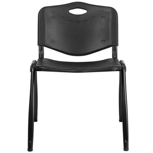 RUT-D01-BK-GG Flash Furniture Hercules Series , Black Plastic Stack Chair Designed For Commercial Use Made Of Polypropylene Material And Black Powder Coated Frame Finish / 880 Lb. Weight Capacity/17.75W x 15.5D x 17.75H
